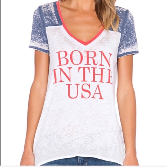 Chaser Tops - Chaser Born in the USA Burnout V-Neck Tee Sz S